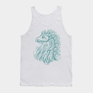 Side Profile of a Horse Head with Curly Hair Hand Drawn Illustration Tank Top